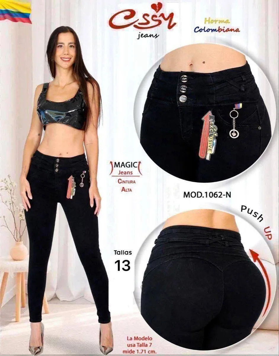 Jeans negros de talle alto para mujer